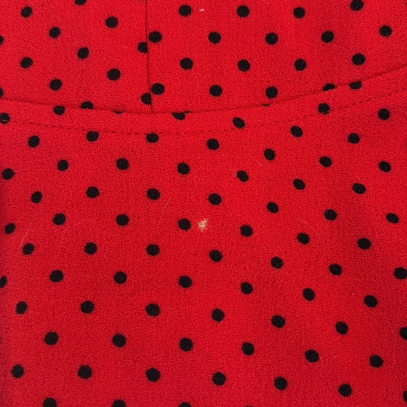 Vintage Valentino Suit. Tomato Red and Black Polka Dot Silk Lined -European 6 - Picture 7 of 15